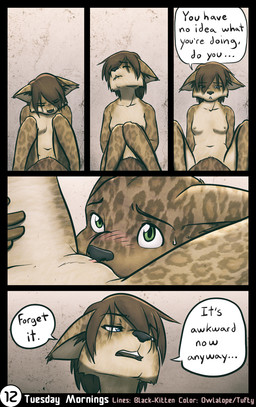 adolescent adolescent_on_adolescent annoyed anthro anthro_on_anthro blush bodily_fluids breasts closet cunnilingus detailed_background dialogue ear_tuft embarrassed female genitals inexperienced interior_background intraspecies male male/female nipples nude nude_anthro nude_female oral pink_nipples pink_vulva sex sibling_incest small_breasts sweat sweatdrop text tuft vaginal vulva young young_anthro young_female young_male black-kitten conditional_dnp owlalope tuftbox sebastien_(black-kitten) serah_(black-kitten) felid feline lynx mammal artist_collaboration comic english_text hi_res adult_(lore) brother_(lore) brother_and_sister_(lore) incest_(lore) sibling_(lore) sister_(lore)