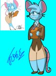 2023 3:4 anthro biped blue_body blue_eyes blue_fur blue_hair bottomwear brown_clothing brown_topwear brown_vest buckteeth clipboard clothed clothed_anthro clothed_female clothing colored digital_drawing_(artwork) digital_media_(artwork) female female_anthro freckles fur hair hi_res holding_clipboard holding_object juanenr19u3 mammal mia_mouse mouse mouse_ears mouse_tail murid murine pencil_skirt pink_inner_ear pink_nose pink_tail rodent simple_background skirt solo tail tan_bottomwear tan_clothing tan_skirt teeth topwear vest whiskers