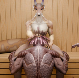abs anthro duo feathers fellatio grabbing_head horn male male/male muscular muscular_male nude oral penile sauna sex tail imnotafurry4321 da.nilkaz_(modeler) bethesda_game_studios microsoft skyrim the_elder_scrolls jaree-ra nilka_(da.nilkaz) argonian scalie 3d_(artwork) blender_(artwork) digital_media_(artwork)