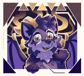 abstract_background ambiguous_gender anthro black_nose claws eyebrows facial_horn fur gesture grey_body grey_fur head_tuft horn looking_at_viewer membrane_(anatomy) membranous_wings nose_horn open_mouth open_smile smile smiling_at_viewer solo tongue tuft waving waving_at_viewer wing_claws wings yellow_claws yellow_eyes yellow_horn yellow_tongue mintychipart mythology dragon hybrid mammal mythological_creature mythological_scalie procyonid raccoon scalie 2025 bust_portrait digital_drawing_(artwork) digital_media_(artwork) hi_res krita_(artwork) portrait shaded soft_shading