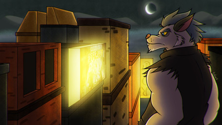 anthro biped detailed_background fur grey_body grey_fur male moon outside solo anilover16 brok_the_investigator celsius_strays cowcat_games squealers_chief mammal murid murine rat rodent 16:9 2026 hi_res widescreen