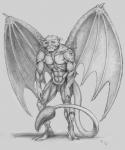 2_toes claws feet genitals male nude penis plantigrade solo tail toe_claws toes wings mjarrett1000 mythology dragon_man k'razza dragon humanoid mythological_creature mythological_scalie scalie 1996 hi_res monochrome