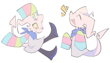 anthro biped blue_kerchief blue_neckerchief boots clothed clothing cute_fangs emanata eyes_closed fangs footwear fur green_sclera hair head_back kerchief male monotone_body monotone_fur monotone_hair monotone_tail neckerchief neckwear oversized_sleeves pink_eyes pink_nose raised_tail shoes simple_background sleeves_past_wrists smile solo spade_tail striped_sleeves sweater tail teeth topwear white_background white_body white_fur white_hair white_tail temmie_chang square_enix mr.sem 2022 digital_drawing_(artwork) digital_media_(artwork) hi_res