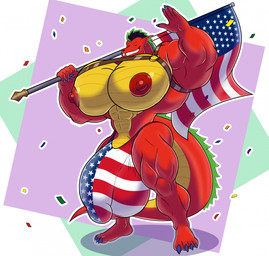 4_fingers 5_fingers abs american_flag american_flag_clothing anthro balls balls_outline biceps big_balls big_muscles big_nipples big_pecs big_penis black_nose blue_clothing broad_shoulders bulge claws clothing confetti detailed_bulge ear_piercing ear_ring erect_nipples fingers flag flag_(object) flagpole genital_outline genitals green_hair hair half-erect holding_flag holding_object huge_balls huge_muscles huge_nipples huge_pecs huge_penis hyper hyper_balls hyper_genitalia hyper_muscles hyper_pecs hyper_penis long_tail male muscular muscular_male muscular_thighs nipples pecs penis penis_outline piercing pointy_ears quads red_body red_clothing red_scales ring_piercing scales small_waist smile smiling_at_viewer snout solo straps straps_across_chest tail teeth tenting thick_tail thong triceps underbite underwear united_states_of_america white_clothing yellow_body yellow_scales mike_dramon_(artist) american_dragon:_jake_long disney european_mythology mythology jake_long dragon eastern_dragon mythological_creature mythological_scalie scalie western_dragon 2026 colored digital_drawing_(artwork) digital_media_(artwork) hi_res shaded