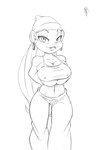 2017 anthro big_breasts breast_expansion breasts bulging_breasts cleavage clothed clothing donkey_kong_(series) ear_piercing ear_ring erect_nipples expansion female haplorhine hoop_ear_ring huge_breasts kong mammal monkey monochrome nintendo nipple_outline nipples piercing primate ring_piercing solo thefuckingdevil tiny_kong under_boob