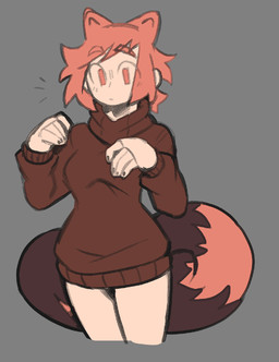 animal_ears breasts brown_clothing brown_sweater brown_topwear brown_turtleneck clothed clothed_female clothed_humanoid clothing eyebrow_through_hair eyebrows female female_humanoid fingers front_view grey_background hair light_body light_skin markings medium_breasts orange_ears orange_eyebrows orange_eyes orange_hair ring_(marking) ringed_tail simple_background small_waist solo striped_markings striped_tail stripes sweater tail tail_markings topwear translucent translucent_hair turtleneck derpyfox_36 mona_(derpyfox_36) animal_humanoid canid canid_humanoid canine canine_humanoid humanoid mammal mammal_humanoid tanuki_humanoid 2023 digital_drawing_(artwork) digital_media_(artwork) portrait three-quarter_portrait