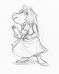 4_fingers anthro buckteeth clipboard clothed clothing dress dual_holding female fingers hair holding_clipboard holding_object holding_pen holding_writing_utensil pen smile solo teeth writing_utensil jamil_gonzalez endtown dottie_proctor capybara caviid mammal rodent monochrome