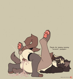 age_difference anthro balls_deep bodily_fluids brown_body brown_fur brown_tail claws cum cum_inside duo eyes_closed female female_penetrated fluffy fluffy_tail from_front_position fur genital_fluids happy happy_sex legs_up male male/female male_penetrating male_penetrating_female mating_press mature_female mommy_kink older_female older_penetrated pawpads penetration sex smile tail text toe_claws toeless_legwear toeless_stockings younger_male marcus_gray fio_(marcus_gray) fiona_(marcus_gray) domestic_cat felid feline felis mammal english_text hi_res incest_(lore) mother_(lore) mother_and_child_(lore) mother_and_son_(lore) parent_(lore) parent_and_child_(lore) parent_and_son_(lore) son_(lore)