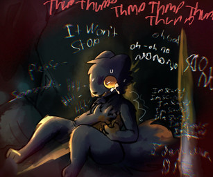 ambiguous_gender anthro bandage begging black_body black_eyes bleeding_out blood blood_from_wound blood_loss blood_on_hand bodily_fluids booby_trap chest_tuft colored_blood constricted_pupils crying dipstick_tail distorted_text dying fur gauze markings open_mouth pain panic_attack panicked_look panicking pupils reclining scared sitting small_pupils solo tail tail_markings tears teeth_showing text trap_(contrivance) tuft unusual_blood unusual_bodily_fluids wide_eyed worried worried_look wound_on_torso wounded yellow_blood wickflix casualties:_unknown canid expie_(gunsawian) gunsawian hybrid mammal 6:5 colored digital_drawing_(artwork) digital_media_(artwork) english_text hi_res shaded
