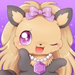 accessory anthro blush bow_(feature) bow_accessory bow_ribbon brown_body brown_fur centered_hair_bow female fur gem hair hair_accessory hair_bow hair_ribbon jewelry necklace one_eye_closed open_mouth purple_background ribbons simple_background solo tan_body tan_fur tongue wink aimia492 jewelpet sanrio sega sega_fave topaz_(jewelpet) canid canine canis domestic_dog hunting_dog mammal terrier yorkshire_terrier 1:1 low_res