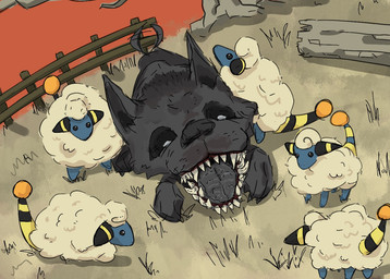 ambiguous_gender cloud fence log open_mouth outside sky tail tail_motion tailwag wood kagura_0471 elden_ring fromsoftware nintendo pokemon bovid canid canine canis caprine domestic_dog generation_2_pokemon mammal mareep monstrous_dog_(elden_ring) pokemon_(species) sheep 2023