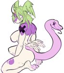 anthro big_breasts breasts butt casual_nudity female living_tail paws pose sexy_eyes smile solo tail unusual_anatomy unusual_tail miphassl zacorasd_miphassl reptile scalie snake hi_res pinup