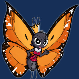 2_antennae 4_fingers 4_legs antennae_(anatomy) anthro arthropod_abdomen big_eyes big_wings black_antennae black_eyes bottomless breasts clothed clothing crossgender crown eyebrows eyespots female fingers flying front_view gesture gold_crown grey_body hair hand_gesture hand_on_hip headgear insect_wings lepidopteran_wings looking_at_viewer markings monotone_body mtf_crossgender multicolored_wings open_mouth orange_wings pink_clothing pink_topwear pupils quadruped raised_finger raised_index_finger round_head ruff sharp_teeth simple_background skimpy slim smile solo spread_wings teeth toony topwear transparent_background white_pupils wings coffeeco conditional_dnp disney hoppers_(disney) pixar titus_(hoppers) arthropod butterfly insect lepidopteran monarch_butterfly 1:1 2026 absurd_res alpha_channel cel_shading digital_media_(artwork) hi_res shaded young_(lore)