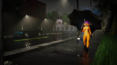 anthro bell bell_collar car clothed clothing collar eyewear female genitals glasses hair nipples pantless_anthro pantless_female public public_nudity purple_hair raining rainy_weather shirtless_female solo topless topless_anthro topless_female umbrella vehicle vulva walking wearing_glasses darkfox12 canid canine fox mammal 16:9 4k absurd_res hi_res widescreen