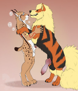 animal_genitalia animal_penis anthro anthro_on_feral balls bestiality big_knot big_penis biped blush bodily_fluids butt canine_genitalia canine_penis claws countershade_torso countershading dominant dominant_feral dominant_male duo erection feet feral fingers fur genital_fluids genitals huge_knot knot knot_root knotted_penis larger_feral larger_male lipsticking male male/male male_anthro male_feral male_on_anthro male_on_feral nude nude_anthro nude_male penis precum precum_on_ground precum_string simple_background size_difference smaller_anthro smaller_male smile spots standing tail teeth text thick_knot throbbing throbbing_penis toes whiskers fenn.perrox nintendo pokemon lylox arcanine felid feline generation_1_pokemon lynx mammal pokemon_(species) 2026 digital_drawing_(artwork) digital_media_(artwork) english_text hi_res