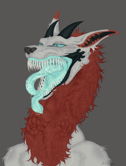 bedroom_eyes blue_eyes bodily_fluids feral fully_inside horn in_throat long_tongue male mouth_shot multicolored_body narrowed_eyes neck_bulge open_mouth oral_vore paws safe_vore seductive sharp_teeth snout swallowing teeth throat tongue tongue_out vore klifaun synx absurd_res hi_res