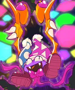 bow_ribbon clothing clown footwear hat headgear headwear shoes solo spread_wings wings catjamn marx_(kirby) 5:6 absurd_res hi_res