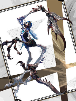 3_fingers abstract_background black_clothing black_jacket black_topwear blue_bow blue_eyes blue_hair bottomwear carrying_another claws clothed clothing denim denim_bottomwear denim_clothing denim_shorts female fingers hair heterochromia horror_(theme) jacket long_arms long_fingers long_hair long_legs on_head open_clothing open_jacket open_topwear shirt shorts solo spikes spikes_(anatomy) topwear white_clothing white_shirt white_topwear deino_(artist) deino_(modeler) calne_ca nato-kun animal_humanoid arthropod arthropod_humanoid biomechanical crab_humanoid crustacean crustacean_humanoid humanoid isopod malacostracan marine marine_humanoid 2022 3:4 3d_(artwork) autodesk_3ds_max_(artwork) digital_media_(artwork) full-length_portrait hi_res portrait