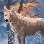 ambiguous_gender black_nose blue_eyes feral fur heterochromia mouth_closed neck_tuft outside plant side_view solo text tree tuft whiskers white_body white_fur yellow_eyes msdeadsoul aleu-hunde_kaily canid canine mammal 1:1 2021 artist_name dated english_text hi_res