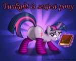 book butt clothing cutie_mark female feral fur hair horn legwear multicolored_hair purple_body purple_fur purple_hair solo stockings two_tone_hair aleximusprime friendship_is_magic hasbro my_little_pony mythology twilight_sparkle_(mlp) equid equine mammal mythological_creature mythological_equine unicorn hi_res