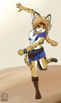 2017 action_pose anthro belt boots bottomwear breasts catty_(the_wild_west) cheetah clothed clothing felid feline female footwear gun jessesmash32 jewelry looking_at_viewer mammal midriff necklace open_mouth pose ranged_weapon shirt shoes shorts solo spots teeth the_wild_west_(video_game) topwear vest weapon