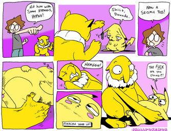 ambiguous_gender awkward dialogue feral fur group humor male misunderstanding profanity suggestive tail text uhoh yellow_body yellow_fur jhallpokemon nintendo pokemon pokemon_trainer generation_1_pokemon human hypno_(pokemon) mammal pikachu pokemon_(species) rodent comic digital_media_(artwork) english_text hi_res