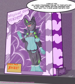 blush box clothing container dress female kidnapping latex magicak text toy trapped jedader canid canine canis mammal wolf english_text hi_res url