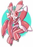 >_o ambiguous_gender anthro bent_leg extended_leg flower one_eye_closed open_mouth open_smile pink_eyes plant pseudo_clothing simple_background smile solo white_background wink anaugi nintendo pokemon arthropod elemental_creature flora_fauna generation_7_pokemon insect lurantis pokemon_(species) 2016 absurd_res hi_res signature