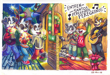acoustic_guitar anthro black_clothing black_topwear blue_bottomwear blue_clothing blue_pants blush bottomwear brown_body brown_fur clothed clothing floppy_ears flower fur green_bottomwear green_clothing green_pants green_topwear grey_body grey_clothing grey_fur grey_topwear group guitar happy head_tuft holidays inside logo male male_anthro musical_instrument night open_mouth open_smile orange_body orange_fur outside pants pattern_clothing pattern_topwear plant playing_guitar playing_music plucked_string_instrument poinsettia red_clothing red_topwear smile standing string_instrument striped_clothing striped_topwear stripes tan_body tan_fur topwear tuft white_body white_fur young young_anthro young_male pandapaco christmas art_(pandapaco) biro_(pandapaco) julio_(pandapaco) nemorio parinton roni_(imroni) bear border_collie brown_bear canid canine canis collie domestic_dog giant_panda grizzly_bear herding_dog mammal pastoral_dog sheepdog ursine artist_logo signature