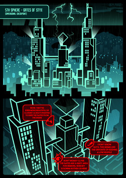1_eye ambiguous_gender anthro building city dialogue electricity group lightning raining skyscraper speech_bubble text trio rem_phase clyde_(rem_phase) gino_(rem_phase) gorb_(rem_phase) aquatic arthropod asterozoan crab crustacean decapod demon echinoderm echinozoan malacostracan sea_urchin starfish 2025 absurd_res comic digital_media_(artwork) english_text hi_res