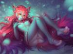 anthro anus big_breasts big_butt biped blush breasts butt female fur genitals hair long_hair looking_at_viewer nipples nude open_mouth pussy smile solo levaligress canid canine mammal 2017 digital_media_(artwork)