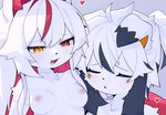 anthro areola blush bodily_fluids breasts duo eyes_closed female female_anthro fur hair half-closed_eyes heart_symbol kemono male male/female male_anthro narrowed_eyes naughty_face nipples nude sweat sweatdrop young young_anthro young_male devil-vox knia_(devil-vox) veri_(devil-vox) canid canine canis domestic_dog fox mammal 2024 cropped digital_media_(artwork) hi_res