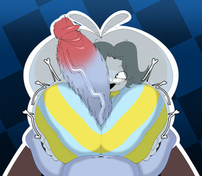 anthro big_breasts big_butt big_penis blush blush_lines box breast_play breasts butt clothed clothing container duo erection female fur genitals hair humanoid_genitalia humanoid_penis in_box in_container male male/female open_mouth penis penis_on_face sex shortstack shortstack_female shortstack_male simple_background small_but_hung smile thick_thighs through_clothing titfuck topwear white_body white_fur wide_hips woopyy undertale undertale_(series) temmie_(undertale) temssum_the_temmie mammal tem absurd_res digital_media_(artwork) hi_res