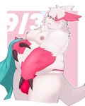 anthro asian_clothing belly big_belly blush bulge clothing east_asian_clothing eyewear fundoshi glasses japanese_clothing kemono male moobs nipples overweight overweight_male red_body red_clothing red_fundoshi red_underwear simple_background solo underwear white_body dragon_night800 nintendo pokemon generation_3_pokemon pokemon_(species) zangoose 2024 hi_res