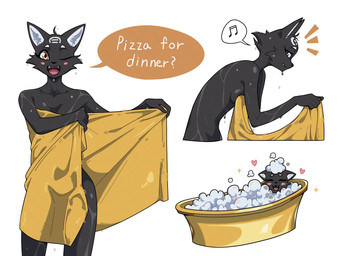 5_fingers anthro bath bathtub black_body black_fur blush breasts bubble_bath dialogue eyes_closed female fingers front_view fur heart_symbol looking_aside nude nude_anthro nude_female one_eye_closed open_mouth open_smile side_view simple_background smile solo speech_bubble teeth text tongue towel wet wet_body wet_fur white_background yellow_eyes nulia tarahe domestic_cat felid feline felis mammal 2025 4:3 digital_media_(artwork) english_text hi_res