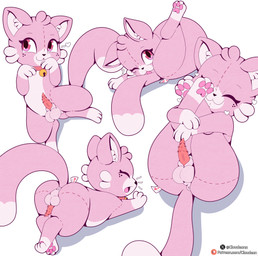 animal_genitalia animal_penis anus balls bell bell_collar butt collar feline_genitalia feline_penis feral fur genitals legs_back male multiple_poses patreon_logo penile_spines penis personal_grooming pink_body pink_eyes pink_fur plushie pose rear_view seam_(sewing) simple_background smile solo stretching tail text cloudeon patreon cotton_cat_(cloudeon) animate_inanimate domestic_cat felid feline felis living_plushie mammal 2026 absurd_res digital_media_(artwork) hi_res url