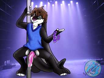 animal_genitalia animal_penis anthro blue_clothing blue_sclera blue_shirt blue_topwear bottomless cetacean_genitalia cetacean_penis clothed clothing condom dancing genitals green_eyes male penis pole pole_dancing sexual_barrier_device shirt solo tapering_penis topwear shamanbr96 aquatic cetacean dolphin mammal oceanic_dolphin orca toothed_whale 4:3 hi_res