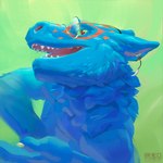 dragon eyewear fur furred_dragon furred_scalie glasses hi_res looking_at_viewer mythological_creature mythological_scalie mythology portrait scalie smile teeth theotormon_(artist)