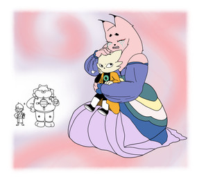 anthro bodily_fluids crying female group male tears sil-pen-draco nine_sols red_candle_games lady_ethereal_(nine_sols) yi_(nine_sols) felid feline humanoid mammal solarian hi_res