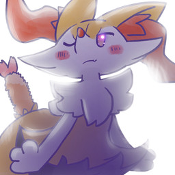ambiguous_anthro ambiguous_gender anthro biped blush blush_stickers flesh_fang food mouth_closed no_pupils object_in_tail one_eye_closed shrimp_(food) simple_background solo standing tail annyui0611 nintendo pokemon braixen canid generation_6_pokemon mammal pokemon_(species) 1:1 2024 digital_drawing_(artwork) digital_media_(artwork) half-length_portrait hi_res japanese_description portrait translated_description