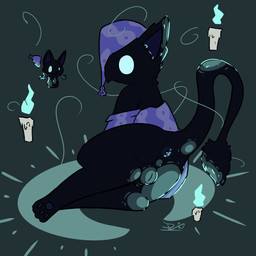 anthro anus balls butt candle clothing duo flaccid flying foreskin genitals hat headgear headwear light looking_at_viewer male pajamas pawpads penis presenting presenting_anus presenting_balls presenting_hindquarters seductive sitting small_but_hung tail white_eyes young erinthebat rem_(deadlock) avian bird absurd_res hi_res