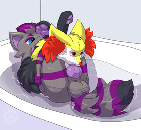 3_toes 69_position anthro bathtub duo feet feral knot male oral oral_vore sex toes vore lewdkitten069 nintendo pokemon entro'pi braixen generation_5_pokemon generation_6_pokemon pokemon_(species) zorua hi_res female_(lore)