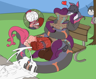 2_penises animal_genitalia animal_penis anthro ball_inflation balls bench big_balls big_penis bodily_fluids coiling coiling_another cum cum_exchange cum_in_penis cum_inside cum_on_another cum_on_self cum_replacement duo excessive_cum excessive_genital_fluids exhibitionism genital_fluids genital_slit genitals glowing glowing_markings hemipenes huge_balls huge_penis internal_testicles kissing knot male male/male markings multi_genitalia multi_penis nude park park_bench penetration penile penile_penetration penile_spines penis penis_in_penis prostate public public_nudity public_sex sex sex_toy sheath throbbing throbbing_penis urethral urethral_penetration vibrator vibrator_on_penis voyeur x-ray_view mikey6193 nintendo pokemon michelle_(mikey6193) mikey_(mikey6193) generation_5_pokemon generation_7_pokemon hybrid pokemon_(species) reptile salazzle scalie serperior snake hi_res