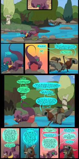 dialogue fantasy female feral male outside profanity propositioning prostitution river sharpening_weapon text water thepatchedragon dragonscape mythology hiker_(thepatchedragon) dinosaur dragon drekir mythological_creature mythological_scalie prehistoric_species reptile saurischian scalie theropod absurd_res comic english_text hi_res