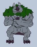 electronics green_eyes green_hair grey_body grey_skin hair himbo horn male muscular phone rock_skin simple_background sitting underbite rickleone tales_of_arcadia trollhunters aaarrrgghh humanoid troll_(mythology) 4:5 sketch