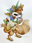 aloha_shirt anthro bottomwear brown_body brown_fur clothing footwear fur hat headgear headwear male pattern_clothing pattern_shirt pattern_topwear red_eyes sandals shirt shoes shorts smile solo straw_hat topwear ulala_ko guardians_of_the_galaxy marvel marvel_rivals rocket_raccoon mammal procyonid raccoon hi_res