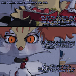 abuse ambiguous_gender animal_genitalia animal_penis anthro bodily_fluids box canine_genitalia canine_penis collar container crying dildo duo genitals gift gift_box gift_wrapping paws penis sad sex_toy shock_collar slave solo_focus tears text poofythedragon nintendo pokemon ambiguous_species braixen generation_6_pokemon pokemon_(species) 1:1 absurd_res comic english_text hi_res