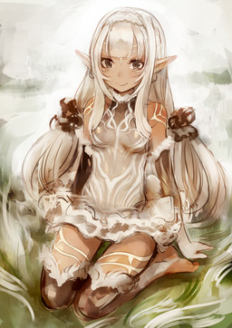 absolute_territory breasts clothed clothing female hair kneeling long_hair looking_at_viewer not_furry small_breasts solo white_hair ricci elf humanoid 2015 hi_res