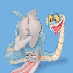 anthro butt coiling cross-popping_vein duo female female_anthro feral fur genitals grey_body grey_fur male male/female male_feral nude nude_anthro nude_female open_mouth scales serpentine simple_background smile tail text tongue vulva smittenpuppy disney zootopia gary_de'snake judy_hopps european_rabbit lagomorph leporid mammal oryctolagus pit_viper rabbit reptile scalie snake viper 1:1 digital_media_(artwork) english_text hi_res