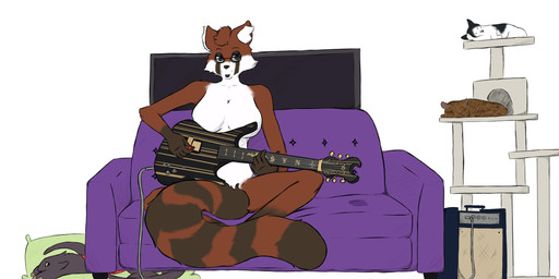 amplifier anthro anthro_focus body_pillow breasts dakimakura dakimakura_pillow electric_guitar electronics eyewear female feral furniture glasses group guitar musical_instrument pillow playing_guitar playing_music plucked_string_instrument sofa solo_focus string_instrument tail television 1md3f4ul7 avenged_sevenfold dreamworks european_mythology how_to_train_your_dragon mythology galena_marhona toothless domestic_cat dragon felid feline felis fury_(httyd) mammal mythological_creature mythological_scalie night_fury procyonid raccoon scalie western_dragon absurd_res hi_res